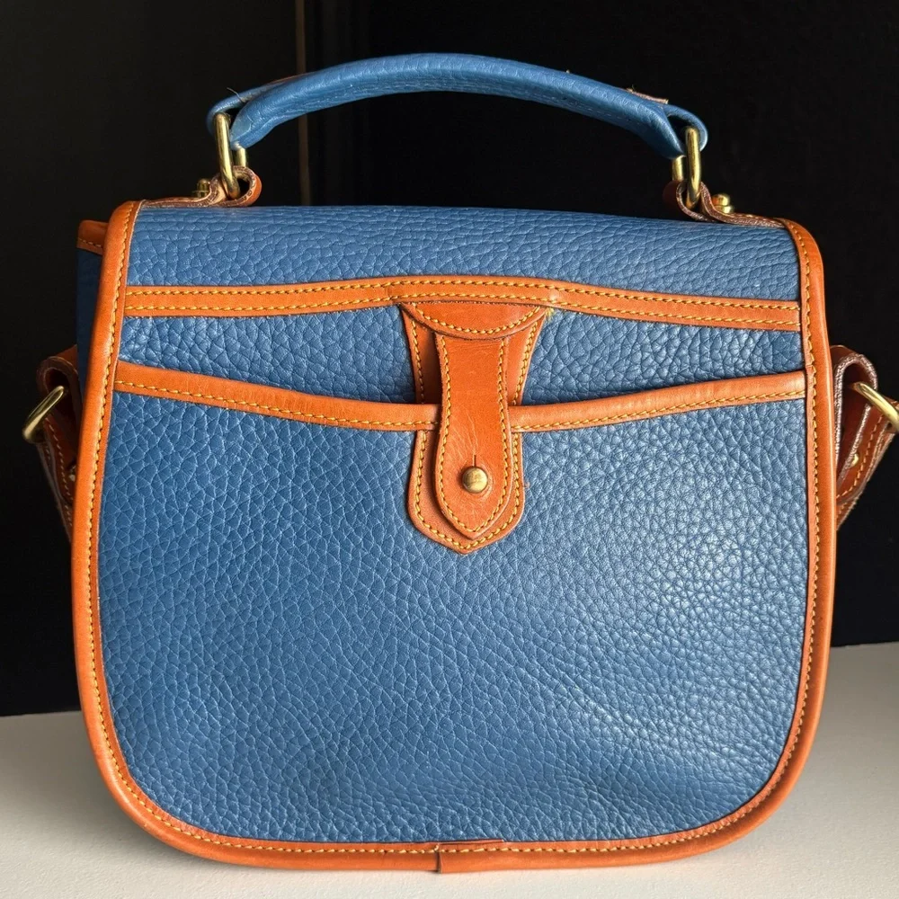 Dooney and Bourke awl French Blue Leather Surrey Messenger Carrier Crossbody Bag - Picture 2 of 16